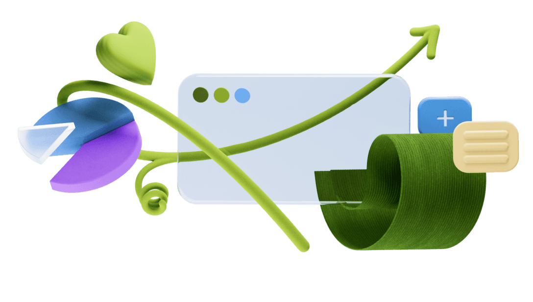 Окошко рабочего стола компьютера в окружении ростка стремящегося стрелкой вверх